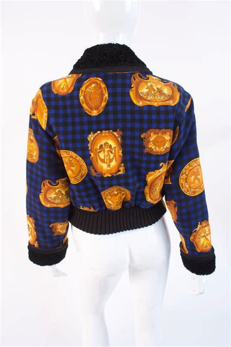 vintage versace jacket white|vintage Versace bomber jacket.